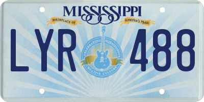 MS license plate LYR488