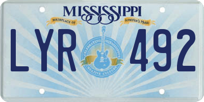 MS license plate LYR492