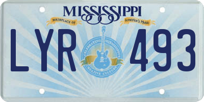 MS license plate LYR493