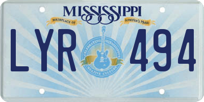 MS license plate LYR494