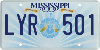 MS license plate LYR501