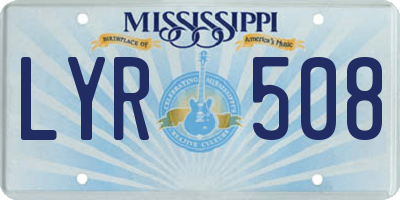 MS license plate LYR508