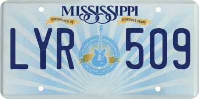 MS license plate LYR509