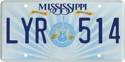 MS license plate LYR514