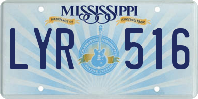 MS license plate LYR516