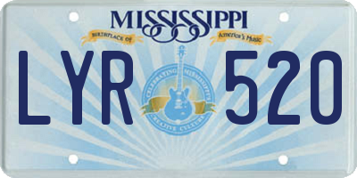 MS license plate LYR520