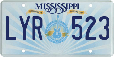 MS license plate LYR523