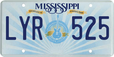 MS license plate LYR525