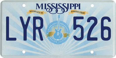 MS license plate LYR526