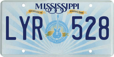 MS license plate LYR528