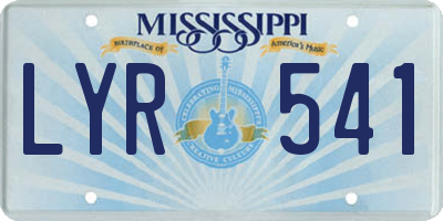 MS license plate LYR541
