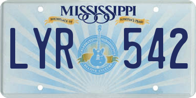 MS license plate LYR542