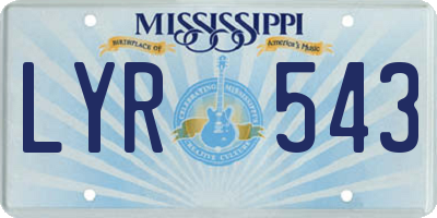 MS license plate LYR543