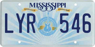 MS license plate LYR546