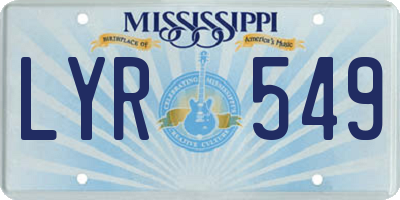 MS license plate LYR549