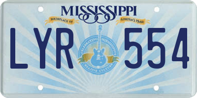 MS license plate LYR554