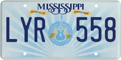 MS license plate LYR558