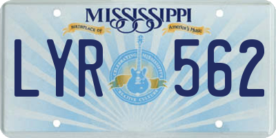 MS license plate LYR562