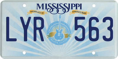 MS license plate LYR563
