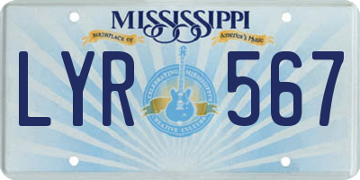 MS license plate LYR567