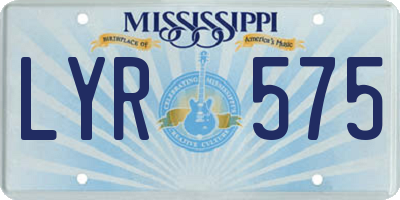 MS license plate LYR575