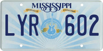 MS license plate LYR602