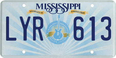 MS license plate LYR613