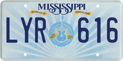 MS license plate LYR616