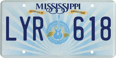 MS license plate LYR618