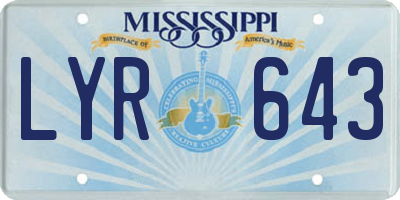 MS license plate LYR643