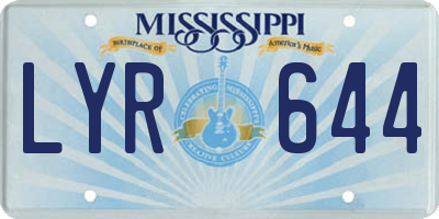 MS license plate LYR644