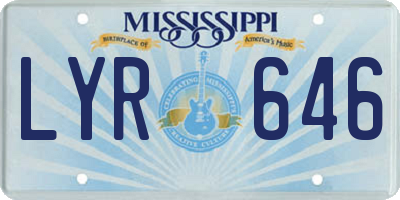 MS license plate LYR646