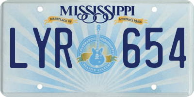 MS license plate LYR654