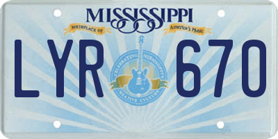 MS license plate LYR670