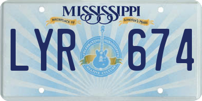 MS license plate LYR674