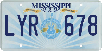MS license plate LYR678