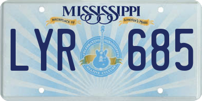 MS license plate LYR685