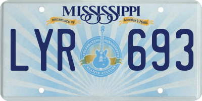 MS license plate LYR693