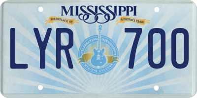 MS license plate LYR700