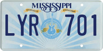 MS license plate LYR701