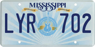 MS license plate LYR702