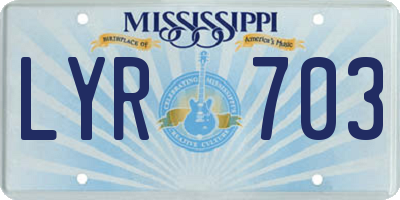 MS license plate LYR703