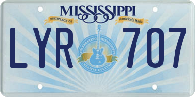 MS license plate LYR707