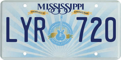 MS license plate LYR720