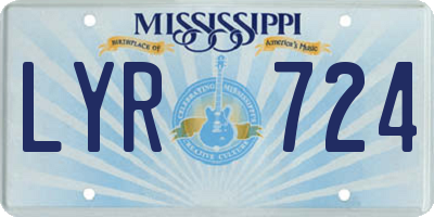 MS license plate LYR724