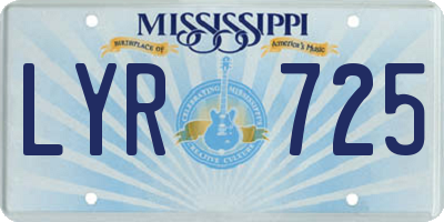 MS license plate LYR725