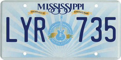 MS license plate LYR735