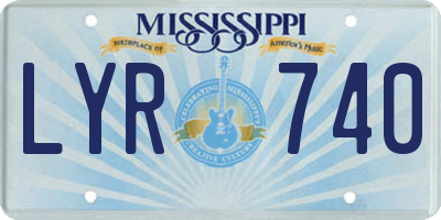 MS license plate LYR740