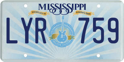 MS license plate LYR759