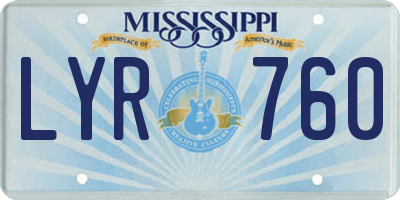 MS license plate LYR760